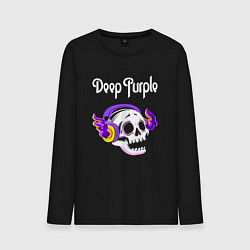 Лонгслив хлопковый мужской Deep Purple - неоновый череп, цвет: черный