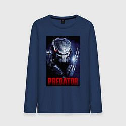 Лонгслив хлопковый мужской Predator in the helmet, цвет: тёмно-синий