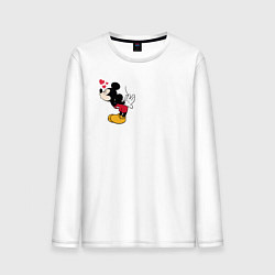 Лонгслив хлопковый мужской Микки Маус поцелуй - парные мышки, цвет: белый