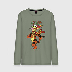 Лонгслив хлопковый мужской Winnie the pooh - tigger, цвет: авокадо