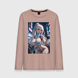 Мужской лонгслив Девушка с пистолетом с киберимплантами