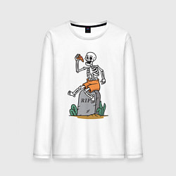 Лонгслив хлопковый мужской Обед на кладбище, цвет: белый