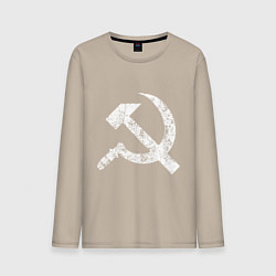 Лонгслив хлопковый мужской Серп и молот символ, цвет: миндальный