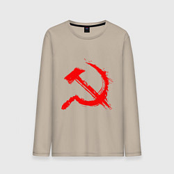 Лонгслив хлопковый мужской Sickle and hammer red paint, цвет: миндальный
