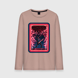 Лонгслив хлопковый мужской Stranger Things - Eddie Munson, цвет: пыльно-розовый