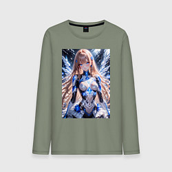Мужской лонгслив Девушка с кибернетическими крыльями