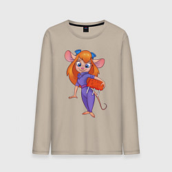 Лонгслив хлопковый мужской Rescue rangers - Gadget Hackwrench, цвет: миндальный