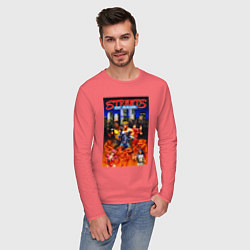 Лонгслив хлопковый мужской Streets of rage - bare knuckle, цвет: коралловый — фото 2