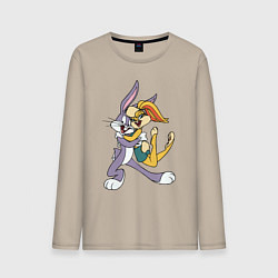 Лонгслив хлопковый мужской Bugs Bunny - Lola Bunny, цвет: миндальный