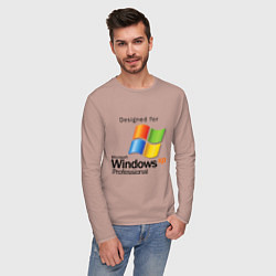 Лонгслив хлопковый мужской Предназначен для windows xp, цвет: пыльно-розовый — фото 2