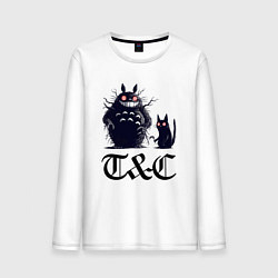 Лонгслив хлопковый мужской Totoro and black cat - anime, цвет: белый