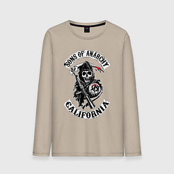 Лонгслив хлопковый мужской Sons of anarchy - logo, цвет: миндальный