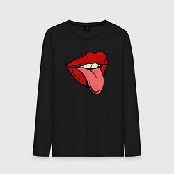 Лонгслив хлопковый мужской Girl lips, цвет: черный
