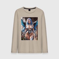 Мужской лонгслив Девушка с киберимплантами крыльев