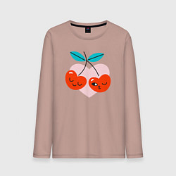 Лонгслив хлопковый мужской Влюблённые вишни, цвет: пыльно-розовый