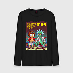 Лонгслив хлопковый мужской Mortys boxing team - ai art fantasy, цвет: черный