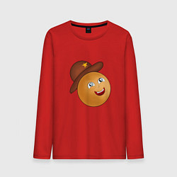Лонгслив хлопковый мужской Колобок в шляпе, цвет: красный
