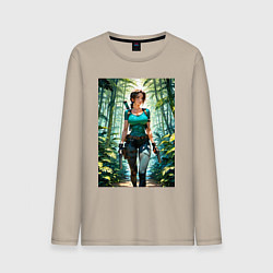 Мужской лонгслив Лара Крофт в джунглях с пистолетами