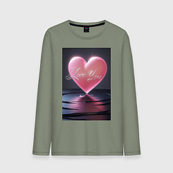 Мужской лонгслив I love you с сердцем над поверхностью воды
