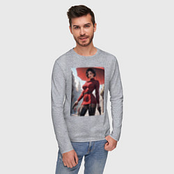Лонгслив хлопковый мужской Ада Вонг из Resident Evil под зонтом, цвет: меланж — фото 2