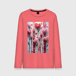 Мужской лонгслив Композиция из цветов и сердечек