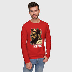 Лонгслив хлопковый мужской Король Леброн Джеймс, цвет: красный — фото 2