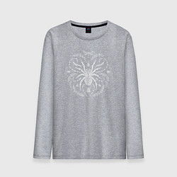 Лонгслив хлопковый мужской Паук стрекоза и жуки белые, цвет: меланж