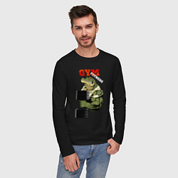 Лонгслив хлопковый мужской GYM fitness - crocodile, цвет: черный — фото 2