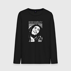Лонгслив хлопковый мужской Bob Marley abstract portrait, цвет: черный