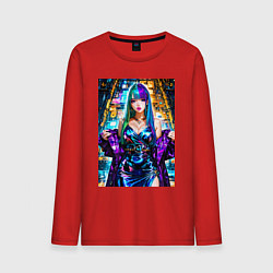 Лонгслив хлопковый мужской Девушка поп идол, цвет: красный