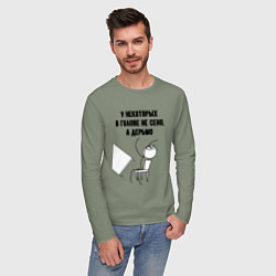 Лонгслив хлопковый мужской В голове не сено, цвет: авокадо — фото 2