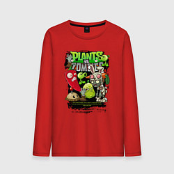 Лонгслив хлопковый мужской Растения против зомби с перчиком, цвет: красный