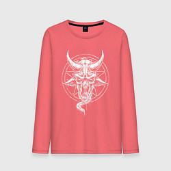 Лонгслив хлопковый мужской Рогатый демон с языком, цвет: коралловый