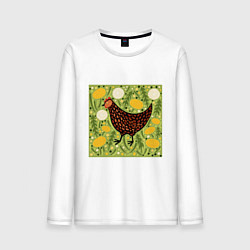 Лонгслив хлопковый мужской Курочка ряба, цвет: белый