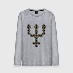 Лонгслив хлопковый мужской Astrological symbol planet neptune metal antique, цвет: меланж