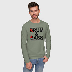 Лонгслив хлопковый мужской Drum and bass color, цвет: авокадо — фото 2