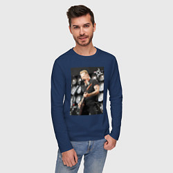 Лонгслив хлопковый мужской James Alan Hatfield - Metallica, цвет: тёмно-синий — фото 2
