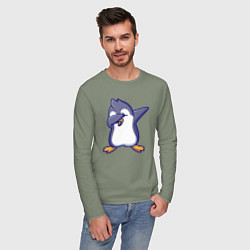 Лонгслив хлопковый мужской Dab penguin, цвет: авокадо — фото 2