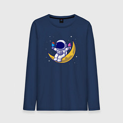 Лонгслив хлопковый мужской Космическое мороженое, цвет: тёмно-синий
