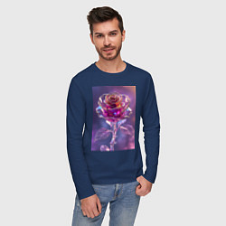Лонгслив хлопковый мужской Кристальная роза, цвет: тёмно-синий — фото 2