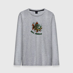 Лонгслив хлопковый мужской Моя фишка прикольная рыбка, цвет: меланж