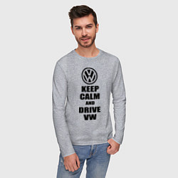 Лонгслив хлопковый мужской Keep Calm & Drive VW, цвет: меланж — фото 2