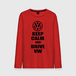 Лонгслив хлопковый мужской Keep Calm & Drive VW, цвет: красный