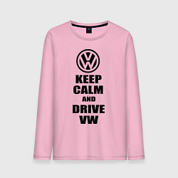 Лонгслив хлопковый мужской Keep Calm & Drive VW цвета светло-розовый — фото 1