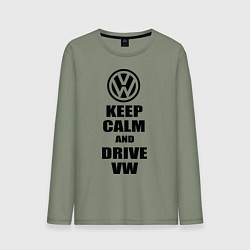 Лонгслив хлопковый мужской Keep Calm & Drive VW, цвет: авокадо