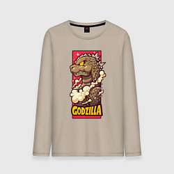Лонгслив хлопковый мужской Pink godzilla, цвет: миндальный