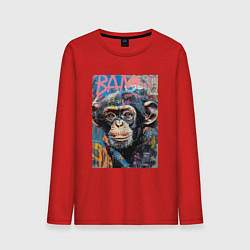 Лонгслив хлопковый мужской Graffiti monkey, цвет: красный