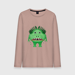 Лонгслив хлопковый мужской Рыдающий зеленый монстр, цвет: пыльно-розовый