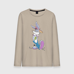 Лонгслив хлопковый мужской Bugs Bunny in the sneakers, цвет: миндальный