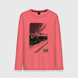 Лонгслив хлопковый мужской Гоночный спорткар, цвет: коралловый